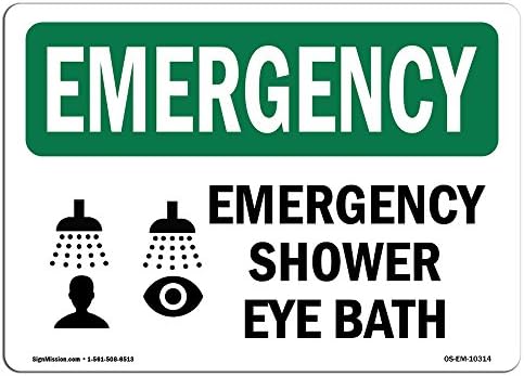 שלט חירום של OSHA - אמבט עיניים מקלחת | סימן אלומיניום | הגן על העסק שלך, אתר הבנייה, המחסן והחנות שלך | מיוצר בארהב